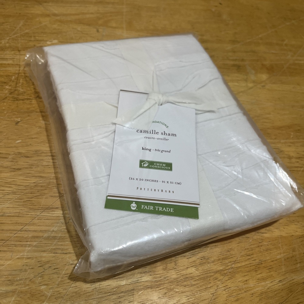 NEW Pottery Barn Camille Cotton White Ruffled King Sham